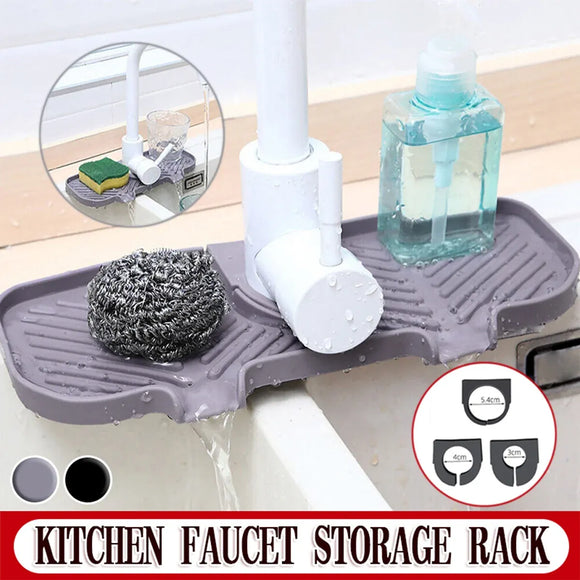 Kitchen Faucet Storage Rack Holder Soap Sponges Caddy Organizer Sink Basket Rack - Grey