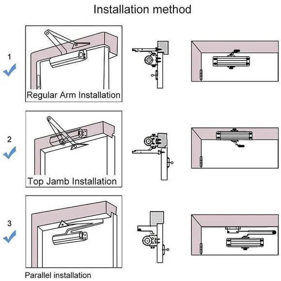 Hydraulic Automatic Door Closer with Adjustable Closing Speed, Soft Close - 1 Pc
