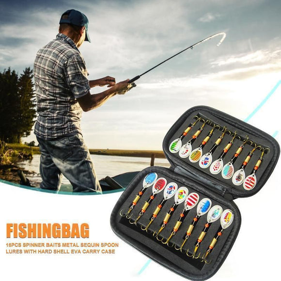 10/16PCS Fishing Lure Spinners Baits Spoon Set with Tackle Bag Trout Bass Tackle - A(16PCS)