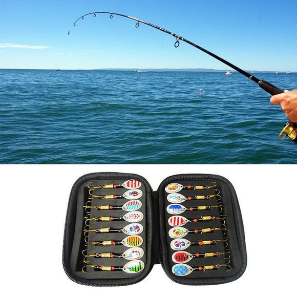 10/16PCS Fishing Lure Spinners Baits Spoon Set with Tackle Bag Trout Bass Tackle - A(16PCS)
