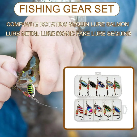 10/16PCS Fishing Lure Spinners Baits Spoon Set with Tackle Bag Trout Bass Tackle - A(16PCS)