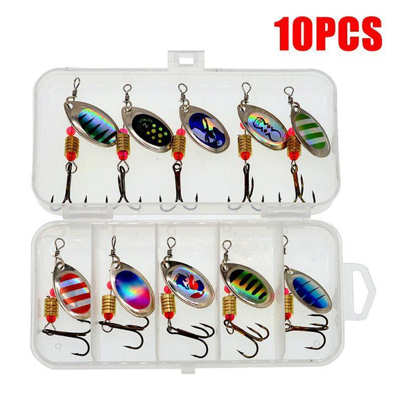 10/16PCS Fishing Lure Spinners Baits Spoon Set with Tackle Bag Trout Bass Tackle - A(16PCS)
