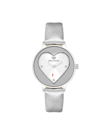 Silver Fashion Watch with Rhinestone Detail One Size Women