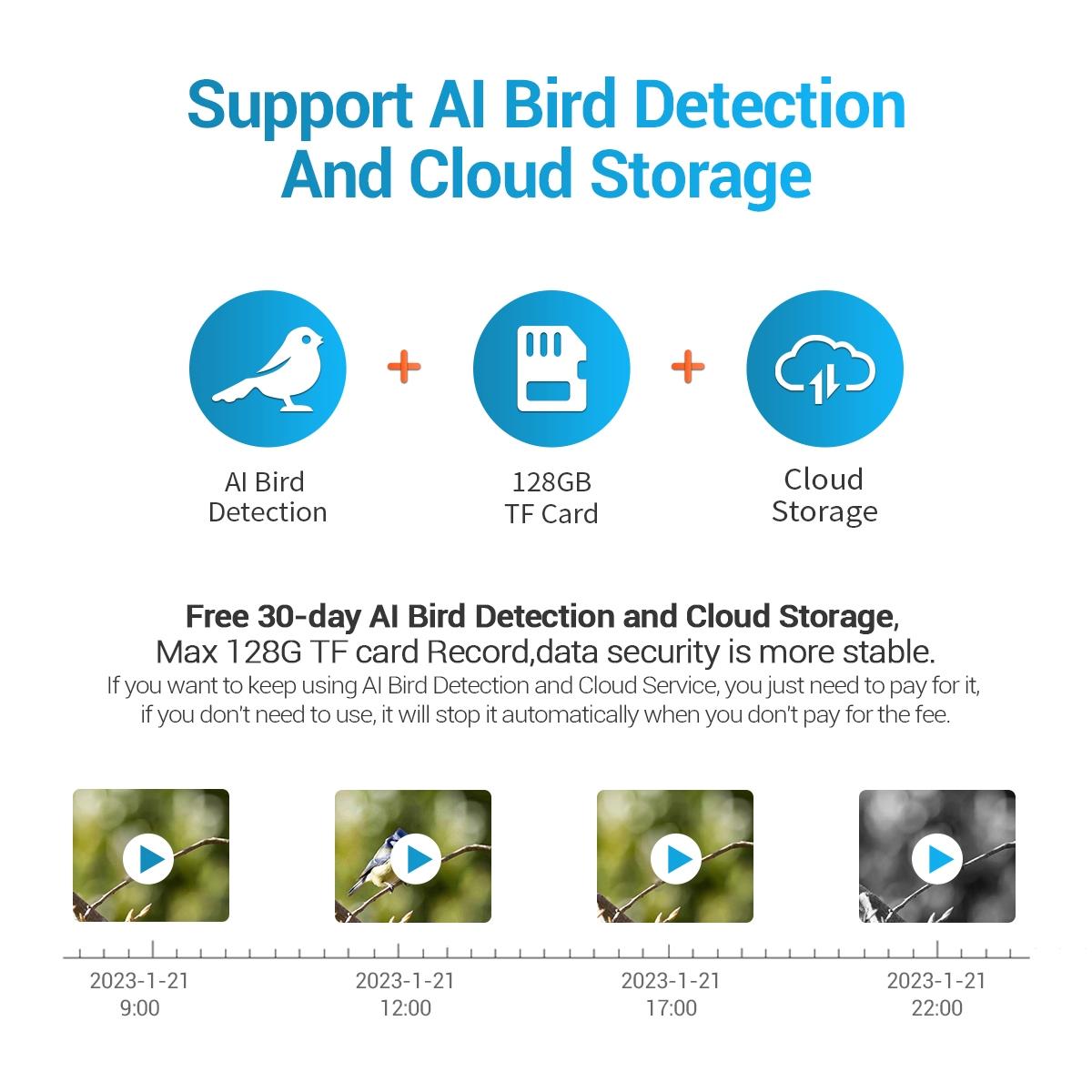 2Mp Wifi Camera With Ai Bird Recognition And Pir Motion Detection