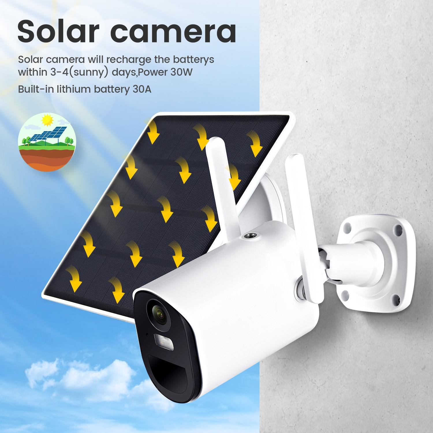 Solar-Powered Wifi Camera 1080P Hd Motion Detection Night Vision 2-Way Audio Tf Card