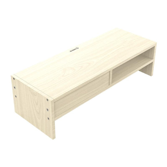 Wood Grain Monitor Stand with Drawer - 2 Layers
