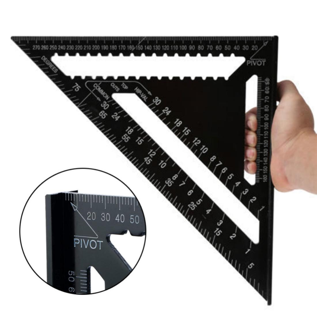 Woodworking Square Layout Gauge - Angle Ruler Measuring Tool - 7 Inch Black Metric