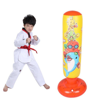 Children'S Inflatable Vertical Boxing Column - Cartoon Underwater Animal Pattern - 1.25M Height - Blue - 0