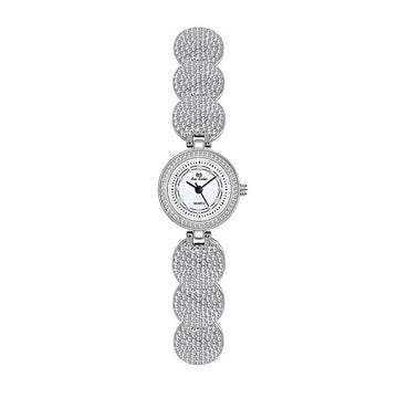 Diamond-inlaid Women Chain Watch - Elegant Accessory - Silver