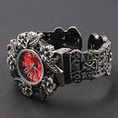 Flower Embossed Retro Bracelet Watch - Women Quartz - Silver White-5