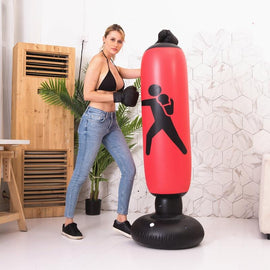 Vertical Inflatable Non-Tumbler Boxing Column - 160Cm Height - Black - 0