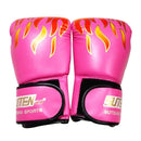 Adult Flame Pattern Pu Leather Boxing Gloves - Pink-1