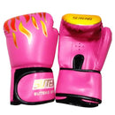 Adult Flame Pattern Pu Leather Boxing Gloves - Yellow-4