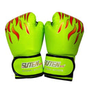 Adult Flame Pattern Pu Leather Boxing Gloves - Yellow-12
