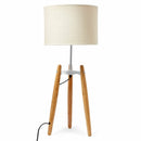 73cm Bamboo Tripod Table Lamp Light Modern Vintage w Beige Linen Shade-4