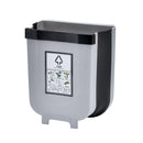 9L Kitchen Wall Mounted Foldable Waste Bin Hanging Trash Can Collapsible - Brown-1
