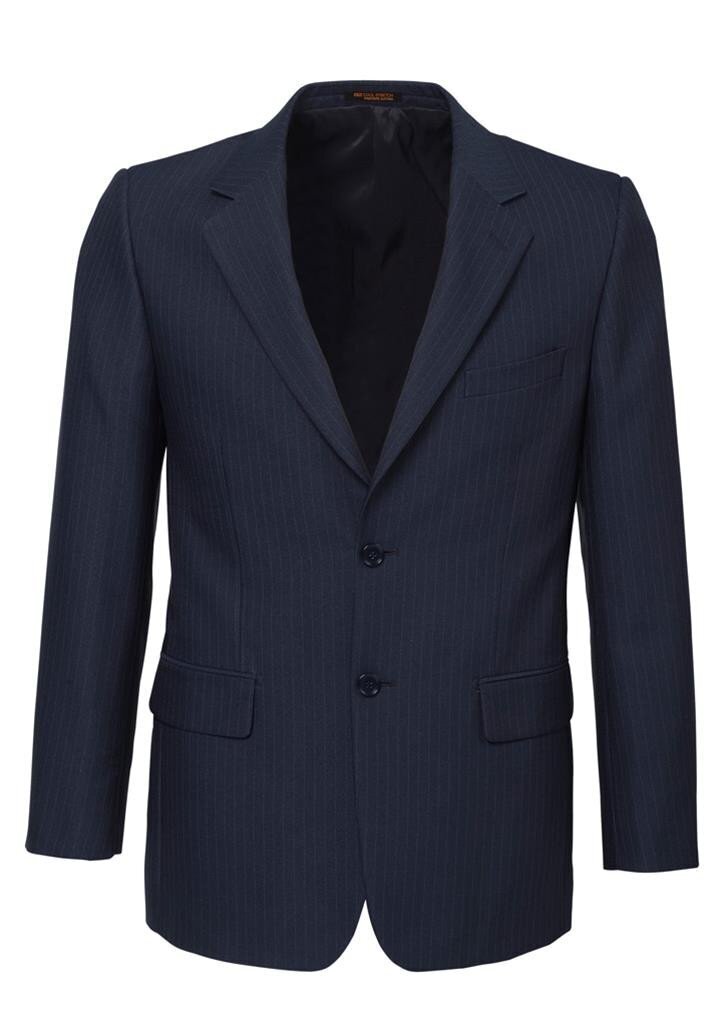 Mens Single Breasted 2 Button Suit Jacket Work Business - Pin Striped - Navy - 117 - 0