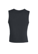 Mens Peaked Vest Waistcoat w/ Knitted Back Suit Formal Wedding Dress Up - Charcoal-6