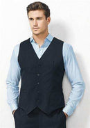 Mens Peaked Vest Waistcoat w/ Knitted Back Suit Formal Wedding Dress Up - Navy - 107-11
