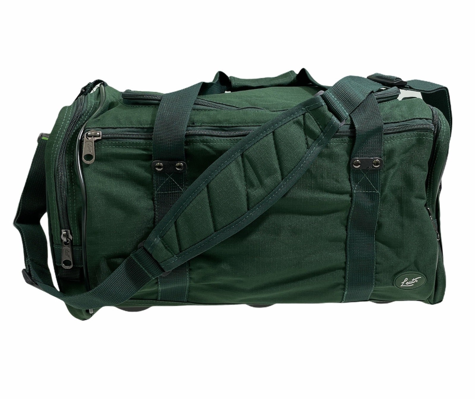 44L Travel Foldable Duffel Bag Gym Sports Luggage Travel Foldaway D-Zip Top School Bags - Bottle Green - 0