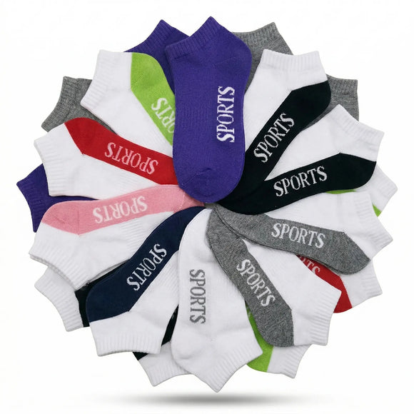 24x COTTON ANKLE SOCKS Sport Cushion Foot Low Cut Running - Assorted Colours Bulk