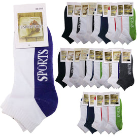 24x COTTON ANKLE SOCKS Sport Cushion Foot Low Cut Running - Assorted Colours Bulk - 2-8 - 0