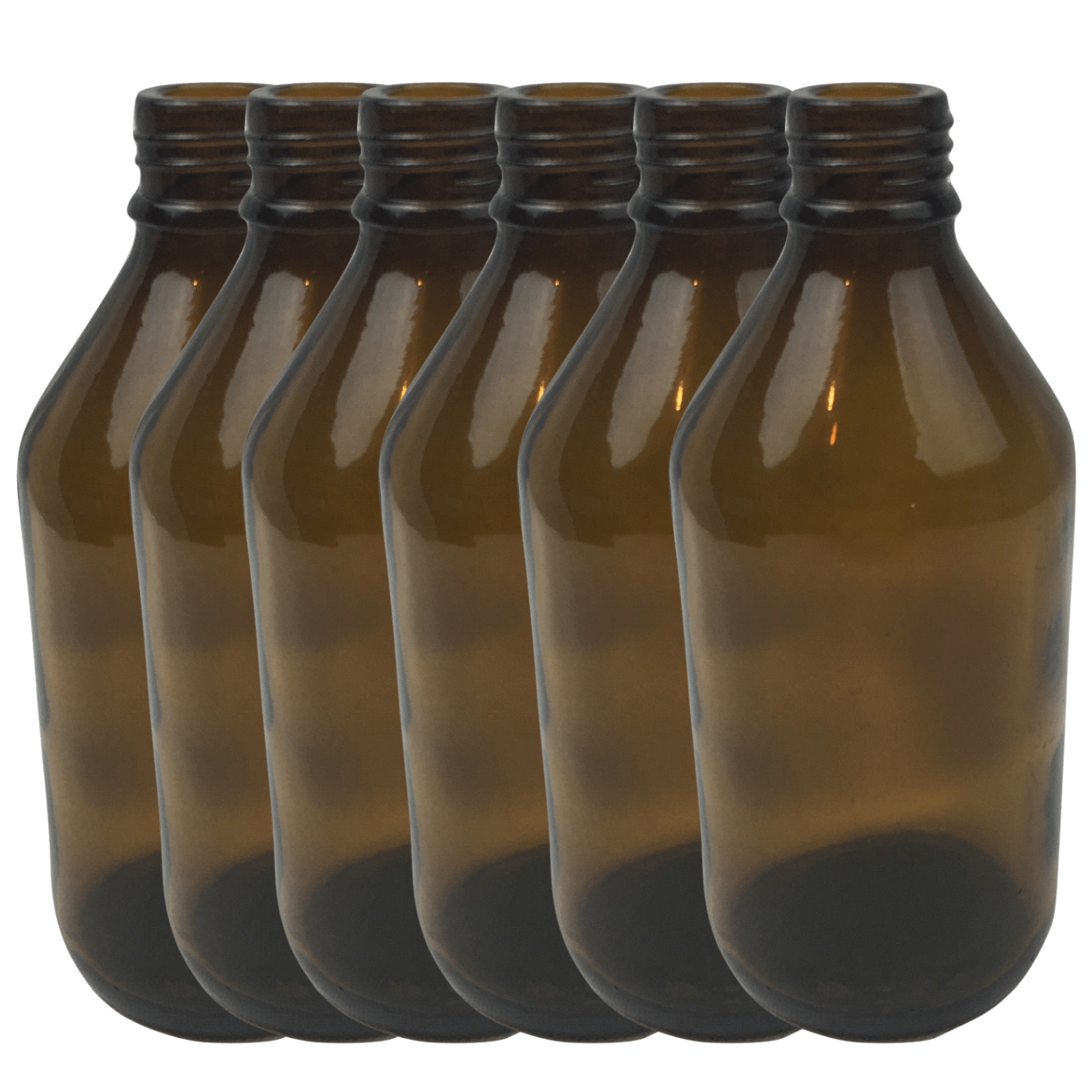 6x 600ml Amber Glass Bottle Cosmetic Essential Oil General Purpose Storage - 0