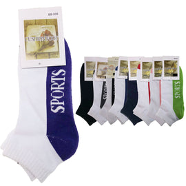 9x COTTON ANKLE SOCKS Sport Cushion Foot Low Cut Running - Assorted Colours Bulk - 2-8 - 0