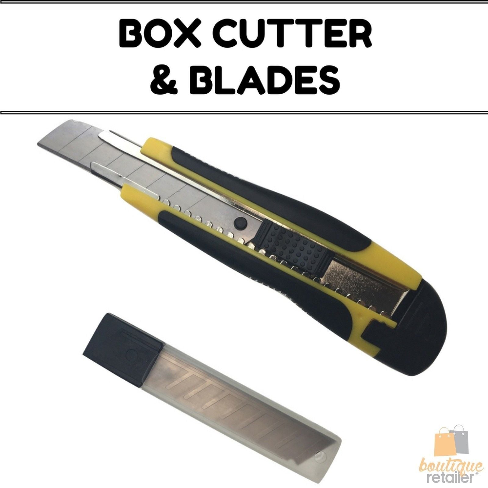 BOX CUTTER & BLADES Knife Retractable Blade Snap Off Razor 18mm Durable Opener - 0