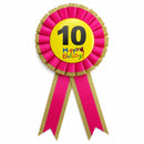 Kids Birthday Badge Rosette with Ribbon Party Favour Fancy Dress - Age 10 Pink-2