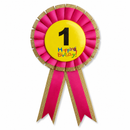 Kids Birthday Badge Rosette with Ribbon Party Favour Fancy Dress - Age 1 Pink-1