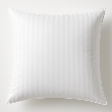 100% Cotton European Pillowcase 400 Thread Count Hotel Quality - Striped White - 0