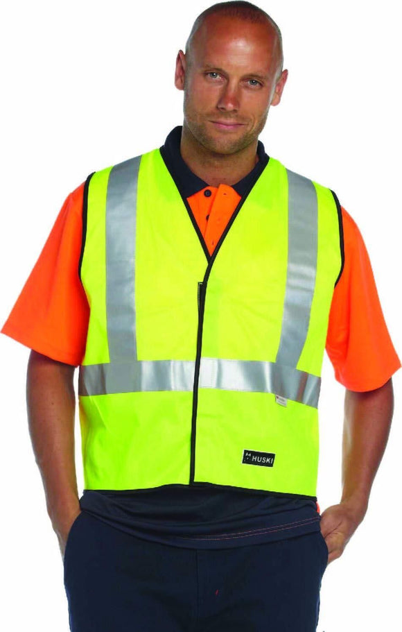 HUSKI Hi Vis Patrol Vest 3M Reflective Tape Safety Workwear High Visibility - Yellow