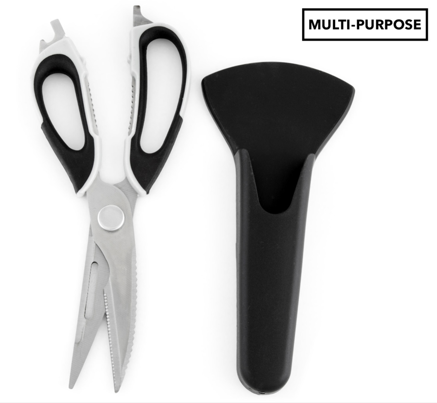 7 in 1 Multi Purpose Kitchen Super Scissors w/ Magnetic Case for Meat Nuts - 0