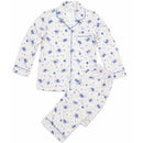 Womens Pyjama Set 100% Cotton Long Sleeve Button Up PJs Sleepwear - Blue Floral-4