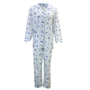 Womens PYJAMAS PJs Set Pajamas Ladies Cotton PJ Womens Long Sleeve Sleepwear - Blue - 20-1