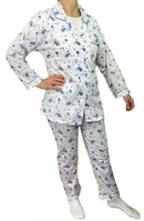 Womens PYJAMAS PJs Set Pajamas Ladies Cotton PJ Womens Long Sleeve Sleepwear - Blue - 20-3