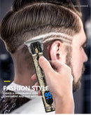 LCD Hair Clipper Barber Professional Electric Trimmer Shaver Beard Vintage - Gold-9