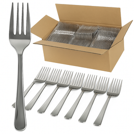 1200x Reusable Plastic Forks Cutlery Bulk BPA Free Extra Strong - Gloss Silver - 0
