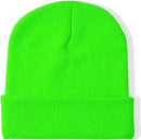 PLAIN BEANIE Unisex Mens Womens Winter Warm Hat Ski Cap Knit One Size - Fluro Green-1