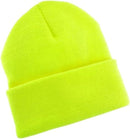 PLAIN BEANIE Unisex Mens Womens Winter Warm Hat Ski Cap Knit One Size - Fluro Yellow-3