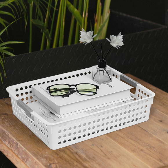 36x Premium Plastic Storage Basket Bulk w/ Grip Handles 30*21.5*8.5cm