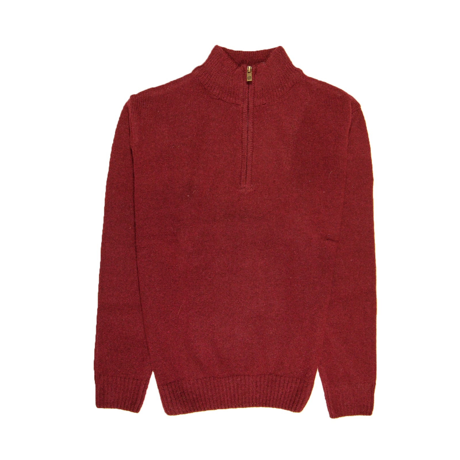 100% SHETLAND WOOL Half Zip Up Knit JUMPER Pullover Mens Sweater Knitted - Burgundy (97) - XL