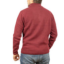 100% SHETLAND RAGG WOOL Half Zip Up Knit JUMPER Pullover Mens Sweater Knitted - Burgundy - XL-4
