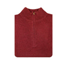 100% SHETLAND RAGG WOOL Half Zip Up Knit JUMPER Pullover Mens Sweater Knitted - Burgundy - XL-5