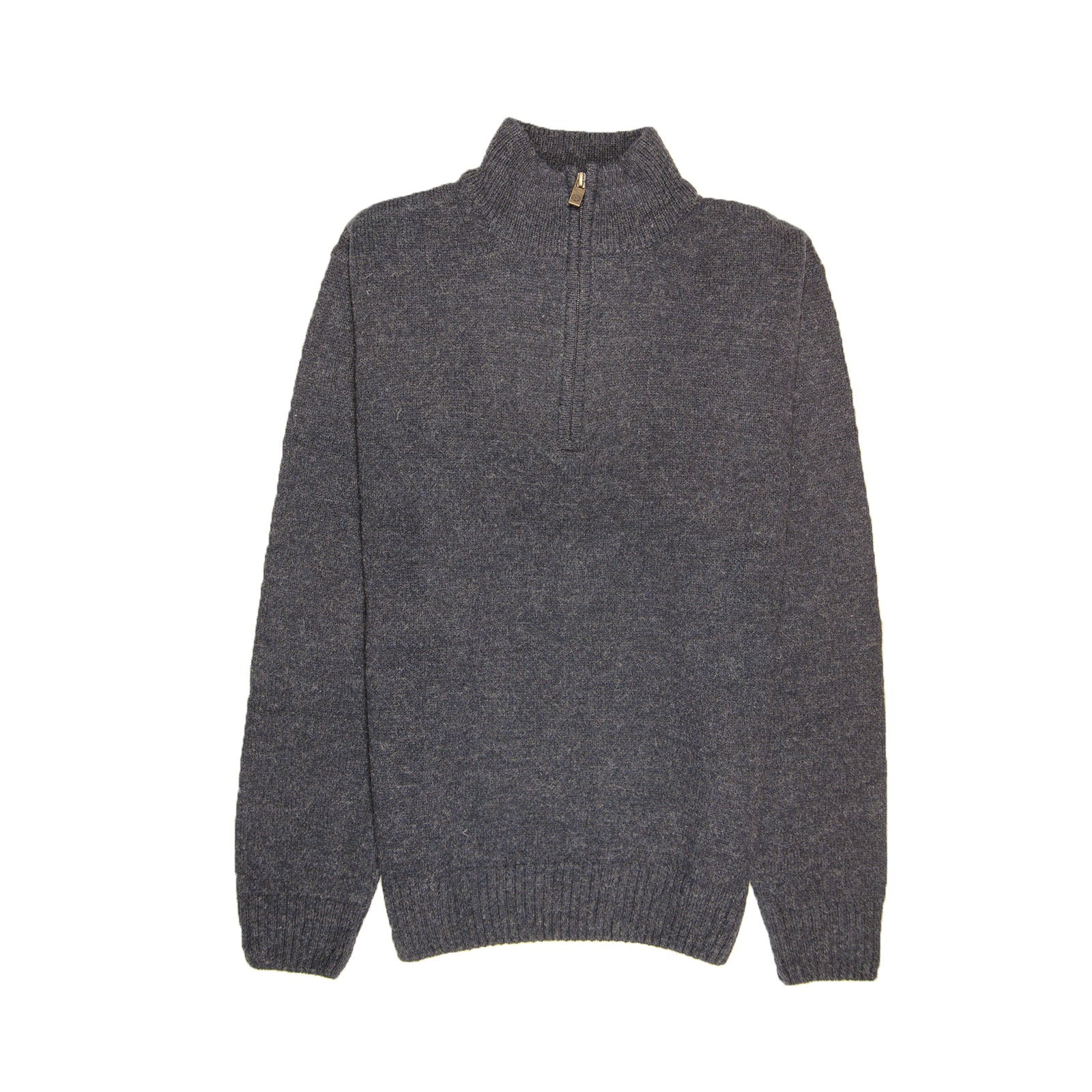 100% SHETLAND WOOL Half Zip Up Knit JUMPER Pullover Mens Sweater Knitted - Denim Blue (45) - L