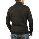 100% SHETLAND RAGG WOOL Half Zip Up Knit JUMPER Pullover Mens Sweater Knitted - Plain Black - M-6
