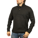 100% SHETLAND RAGG WOOL Half Zip Up Knit JUMPER Pullover Mens Sweater Knitted - Plain Black - XXL-2