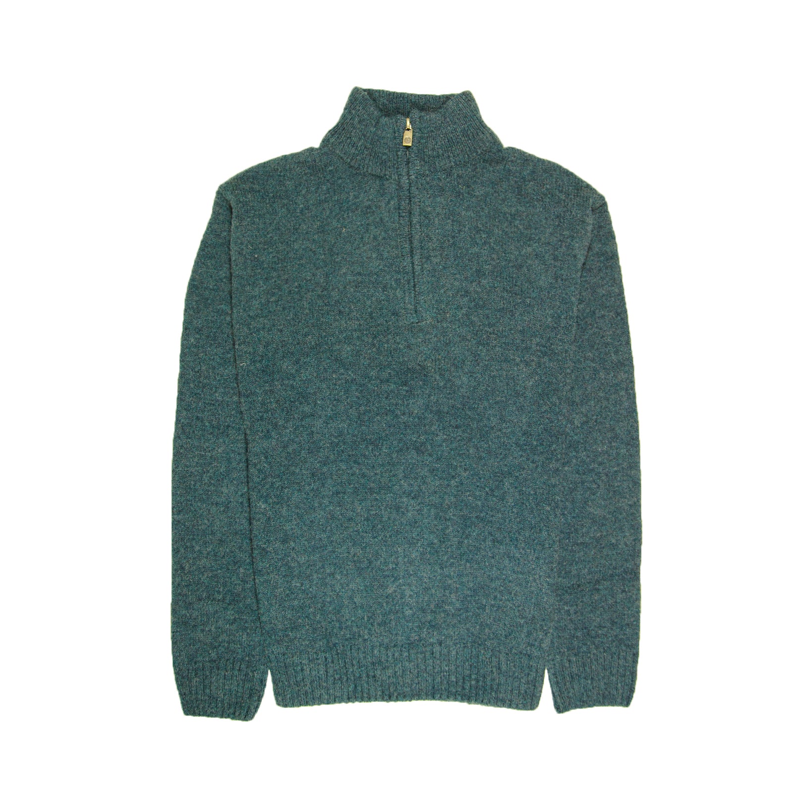 100% SHETLAND WOOL Half Zip Up Knit JUMPER Pullover Mens Sweater Knitted - Sherwood (32) - 3XL