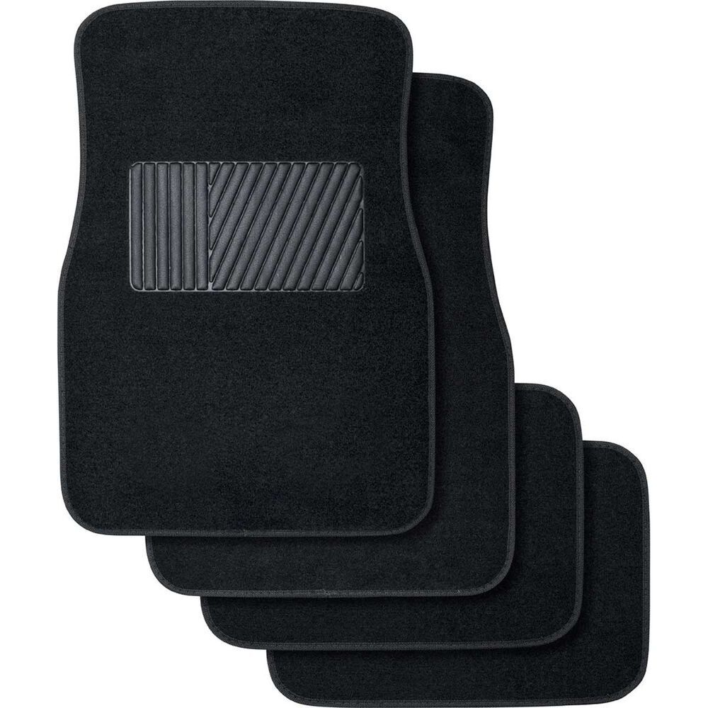 4pcs Car Floor Mats Front Rear Rubber Black Universal Fit Carpet Set Heavy Duty - 0